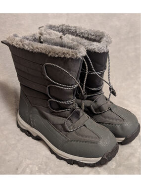 UBFEN Women's Size 7.5 Winter Boots Grey White Faux Fur EU Size 38 B283